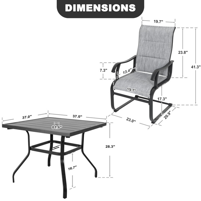 Ensemble de salle à manger pour 4 personnes 37,01 po Barsaga Square, Gris