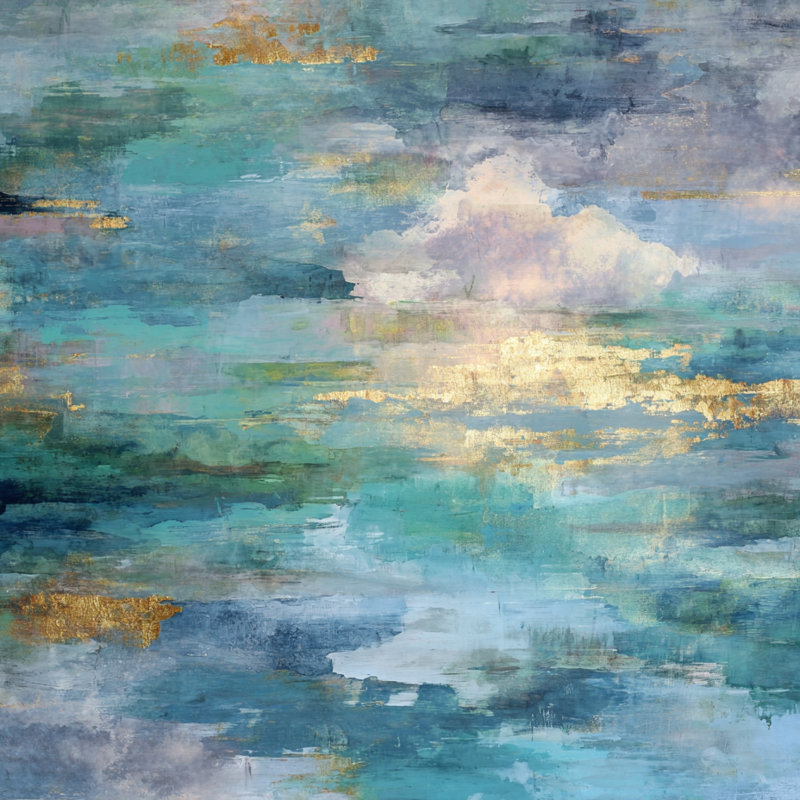 Teal Mist Horizon Wrapped Canvas Wall Art, 12"W x 12"H x 1"D