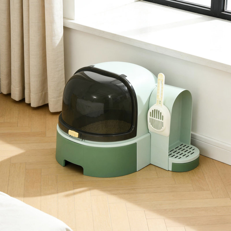 Bac à litière pour chat couvert, deux étapes pour le suivi, espace privé, forme de capsule de l'espace, boîte de PC avec couvercle, intérieur spacieux pour chat, couvercle avant ouvrable, écart de plateau amovible, couleur, matériau