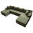 Koli Boneless 4 - Pieces U-shaped Compression Chenille Sectional Sofa, Green, Left Facing-512480919