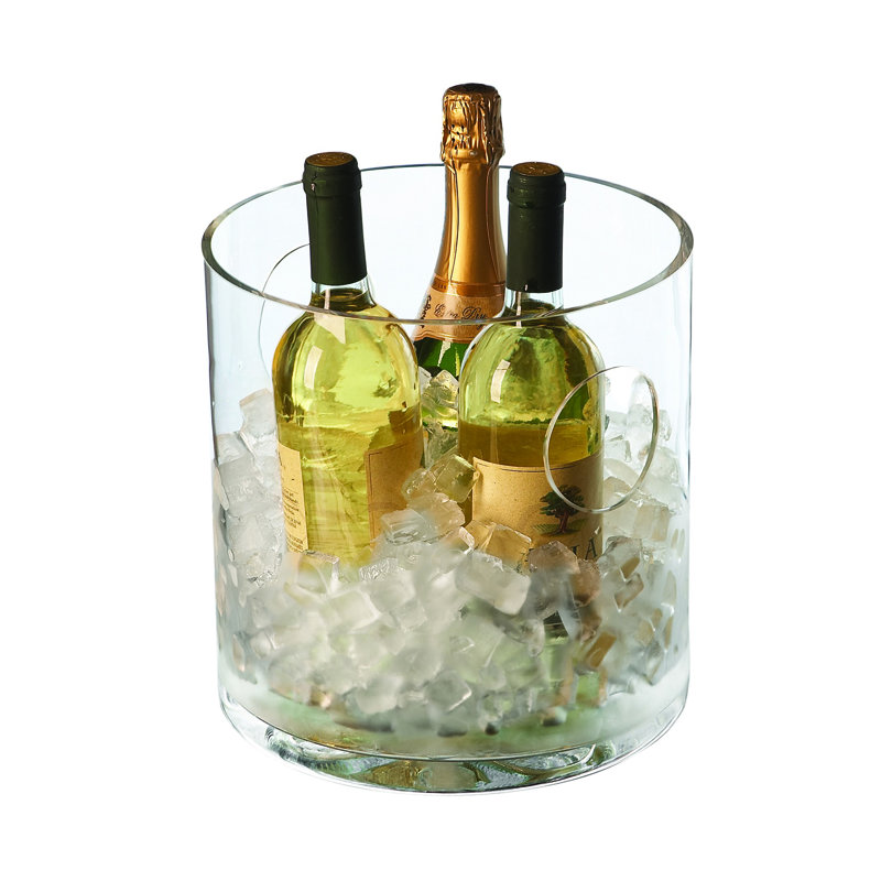 Polish Glass Round Ice Bucket with Cut Side Holes