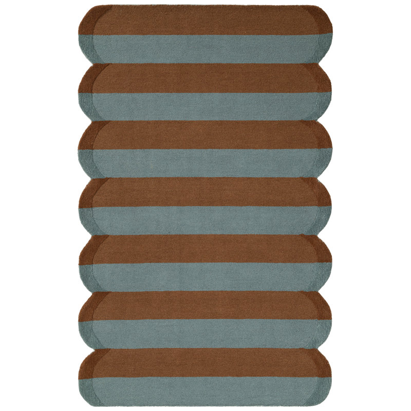 Tapis d'intérieur en laine touffeté à la main à deux tons Retro Remix, BLEU ROUILLE, 8 pi 9 po x 11 pi 9 po