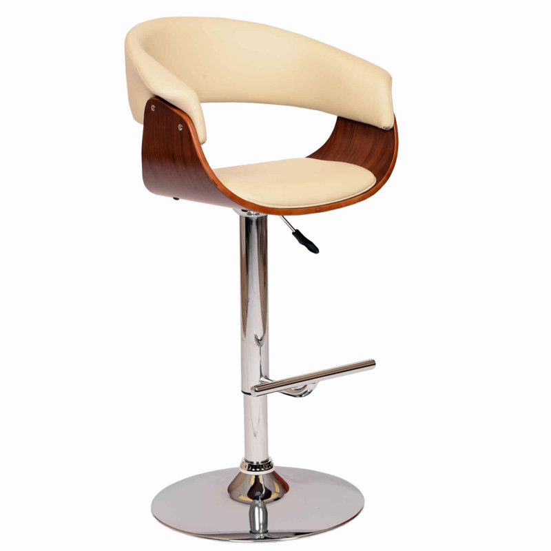 Tani Swivel Upholstered Adjustable Height Counter Stool with Metal Frame, Cream
