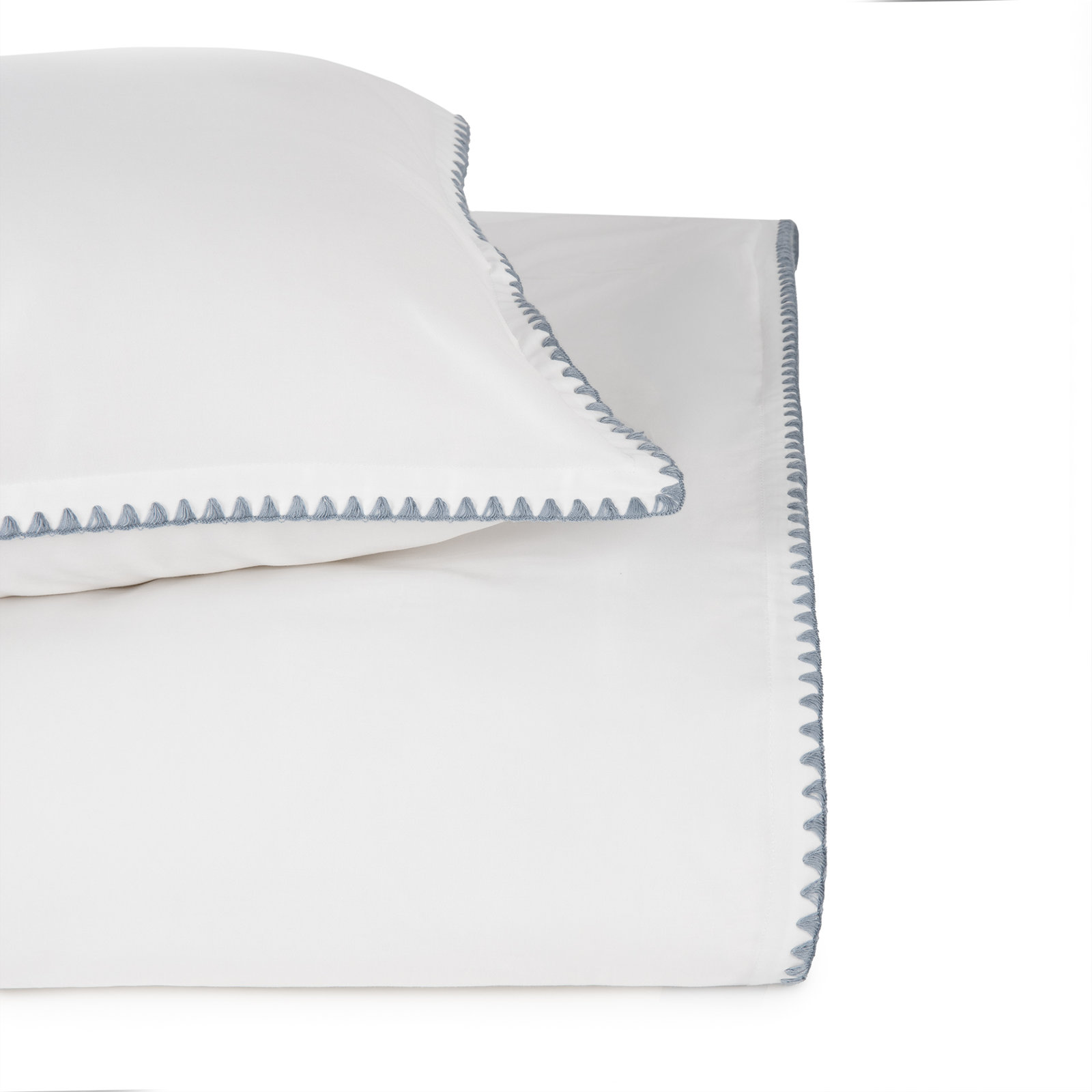 Poppy 100% Cotton Percale Duvet Cover, white/ ocean blue, Twin