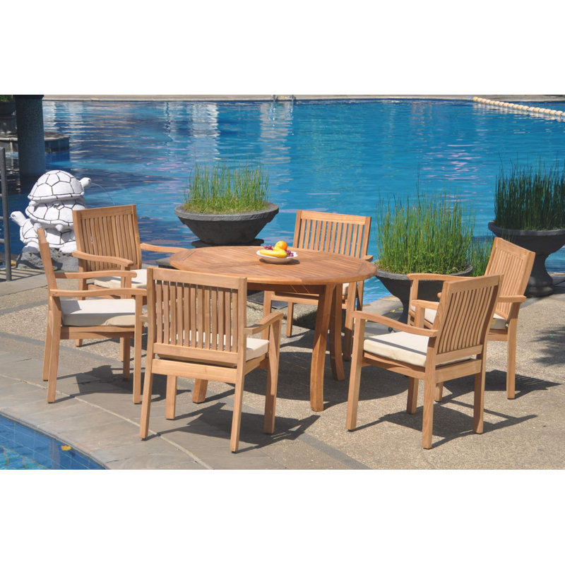Jovanni Outdoor 3 - Piece Teak Bistro Set, 6, 30.5" H x 48" L x 48" W