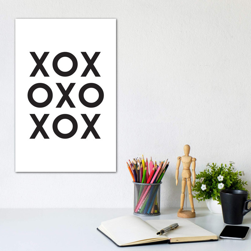 Xox - reproduction d'impression, H 12 po x l 8 po x P 0,75 po, Toile tendue, Pas de tapis
