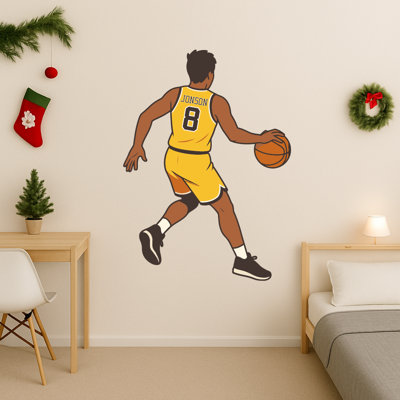 Étiquette de nom personnalisée, décoration de salle de basketball - décoration murale basketball pour mur de chambre à coucher - décalque de mur de basketball amovible cadeau de Noël