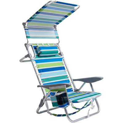 Chaise de plage portable avec abat-jour, 4 positions