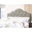 Lit double transitionnel gris, tapissier avec tête de lit arquée et tête de lit contemporaine en polyfibre, magnifique