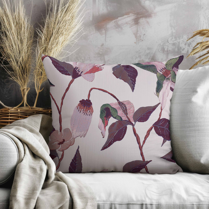 Coussin en suède Nature, Rose / Mauve, Carré 18 po