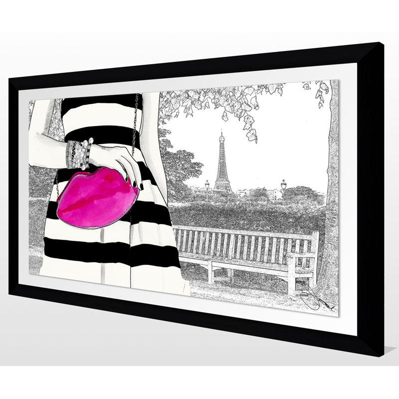 «Let's Meet», impression sur toile encadrée en blanc / rose / noir, H 36 po x l 60 po x P 1,5 po, Toile tendue