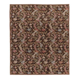 Oversized Antique French Aubusson Rug, Monumental Florals In Chocolate Brown