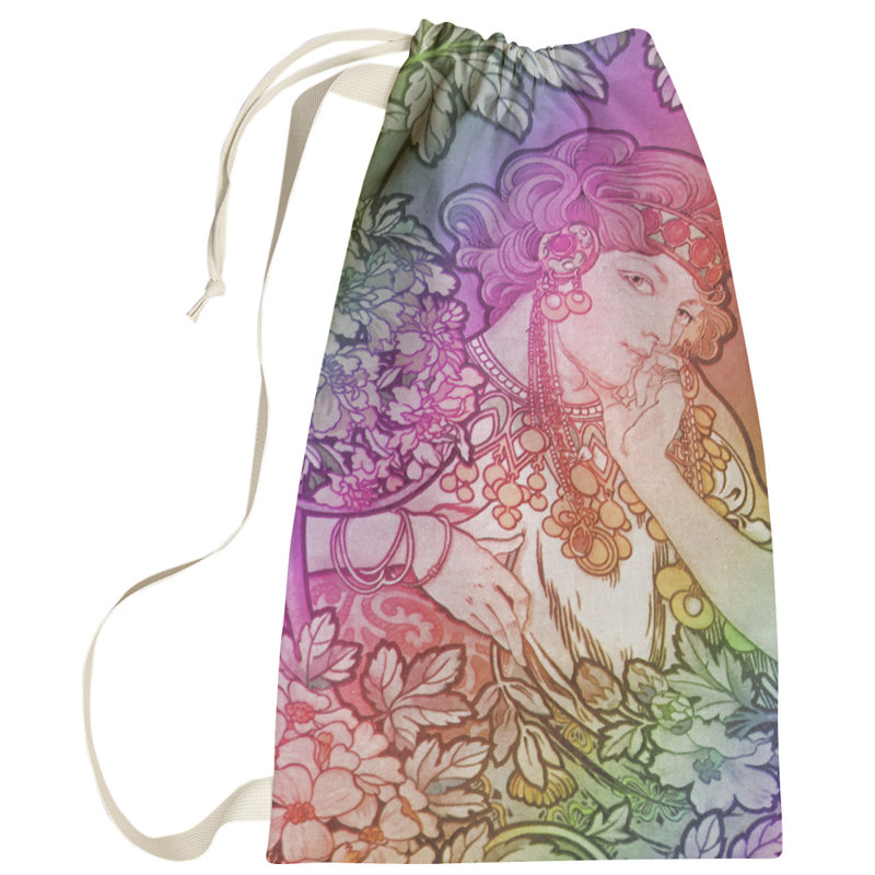 Magdaleno Fabric Laundry Bag with Handles, Small ( 64" H x 20" W x 1.5" D), Rainbow