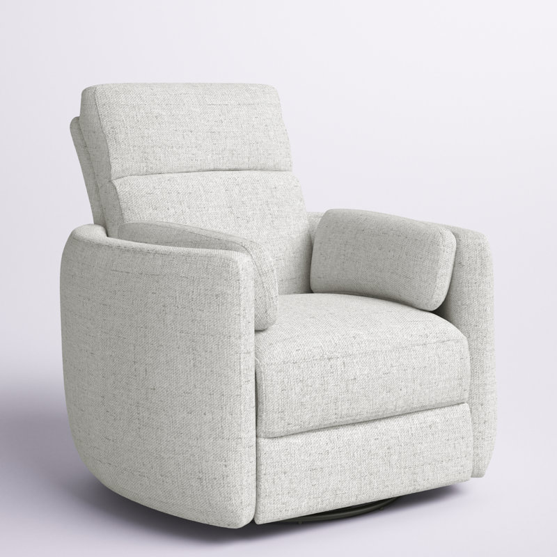 Bre 40" W Polyester Upholstered Swivel Recliner, Natural Beauty Quartz Chenille