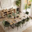 Ensemble de salle à manger rectangulaire moderne 79 po avec 8 fauteuils rembourrés-110968648