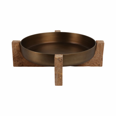 Sagebrook Home 21" Fridley Bowl With Travertine Base