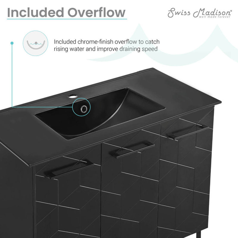 36 po Meuble-lavabo noir Phantom