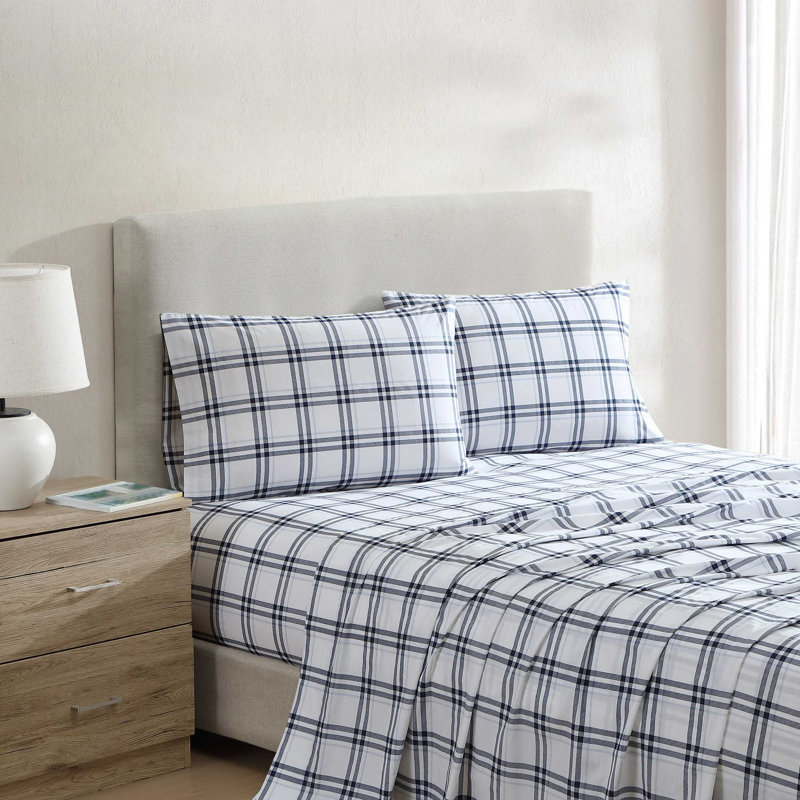 Ensemble de draps en percale de coton 200 fils Bradford, Ensemble de draps pour lit double avec 2 taies d'o