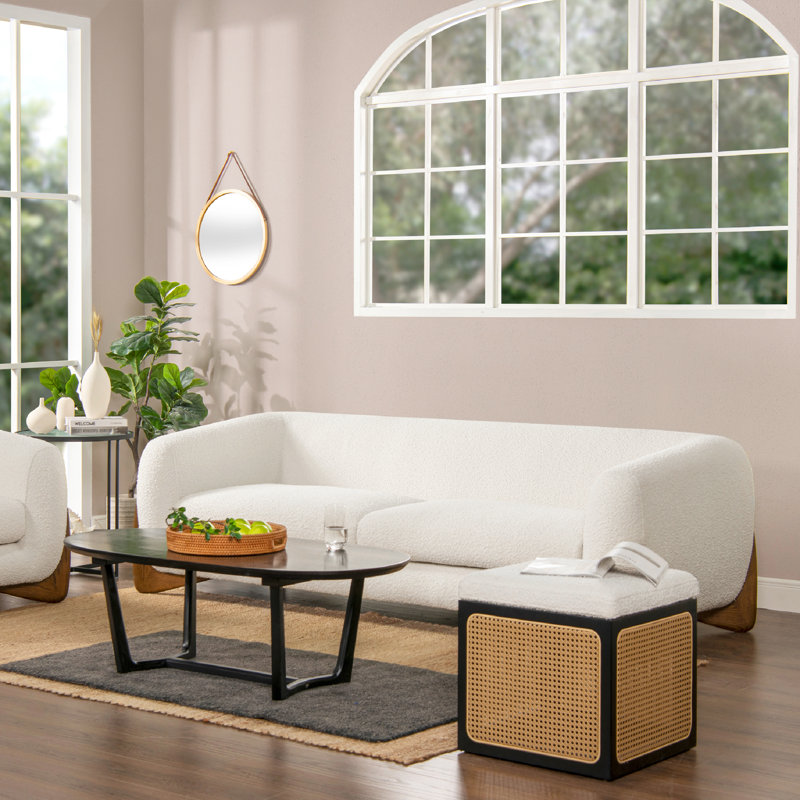 Amala Upholstered 90.5'' Sofa, Ivory Boucle