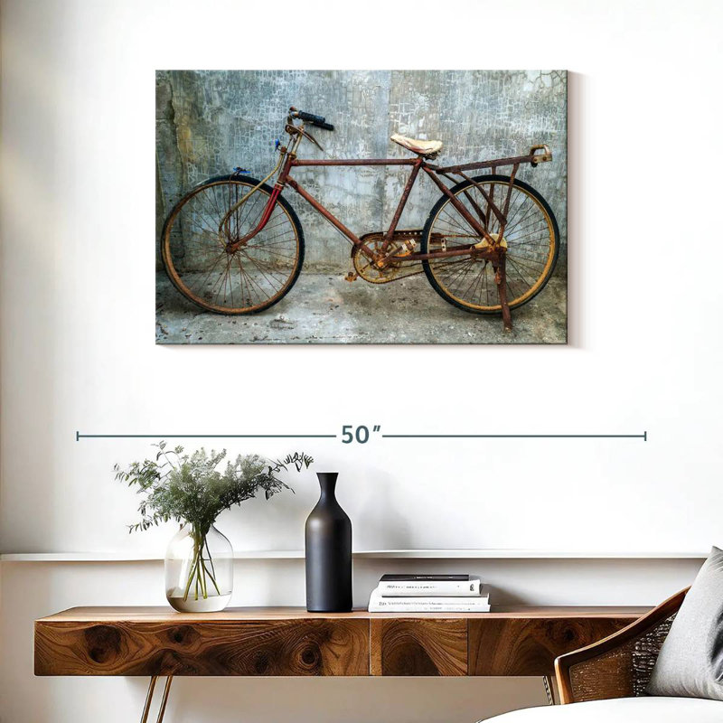 Mehar Rusty Vintage Bicycle, 24" H x 36" W