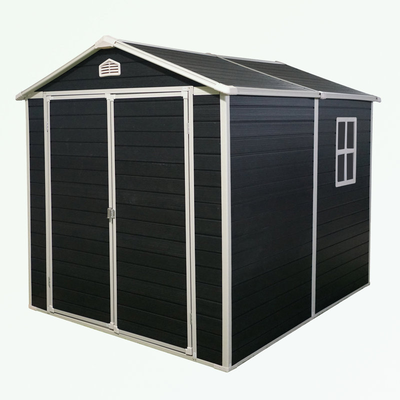 Storage shed with window and air vents