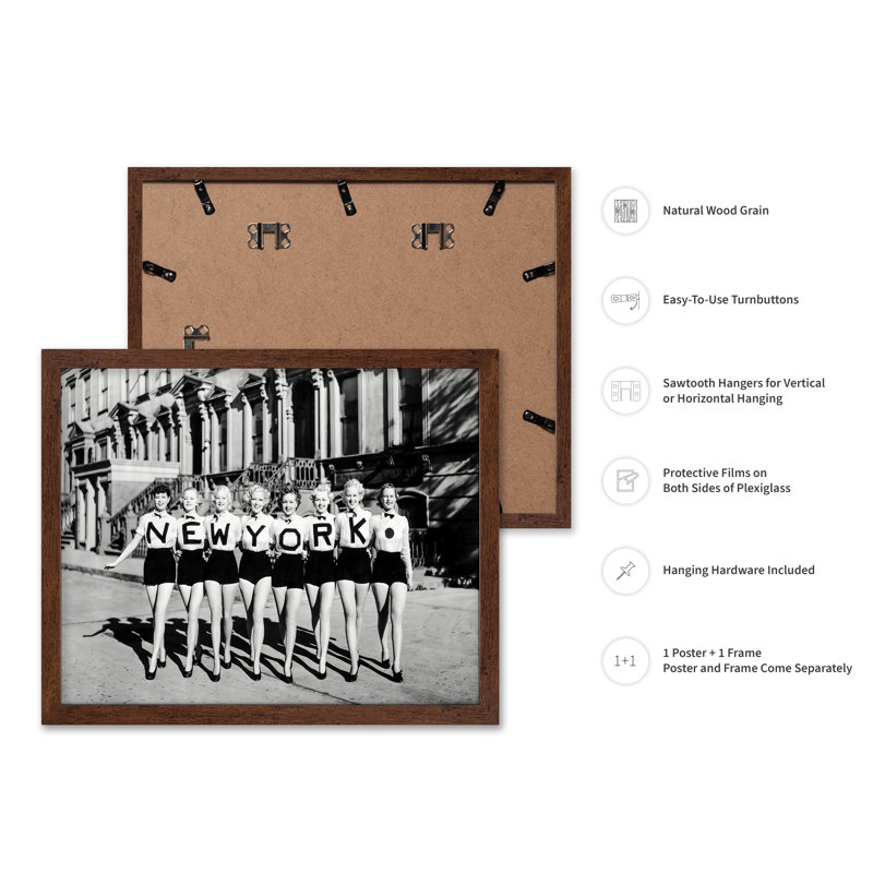 Filles de New York, H 11 po x l 14 po, Affiche, Encadrement brun