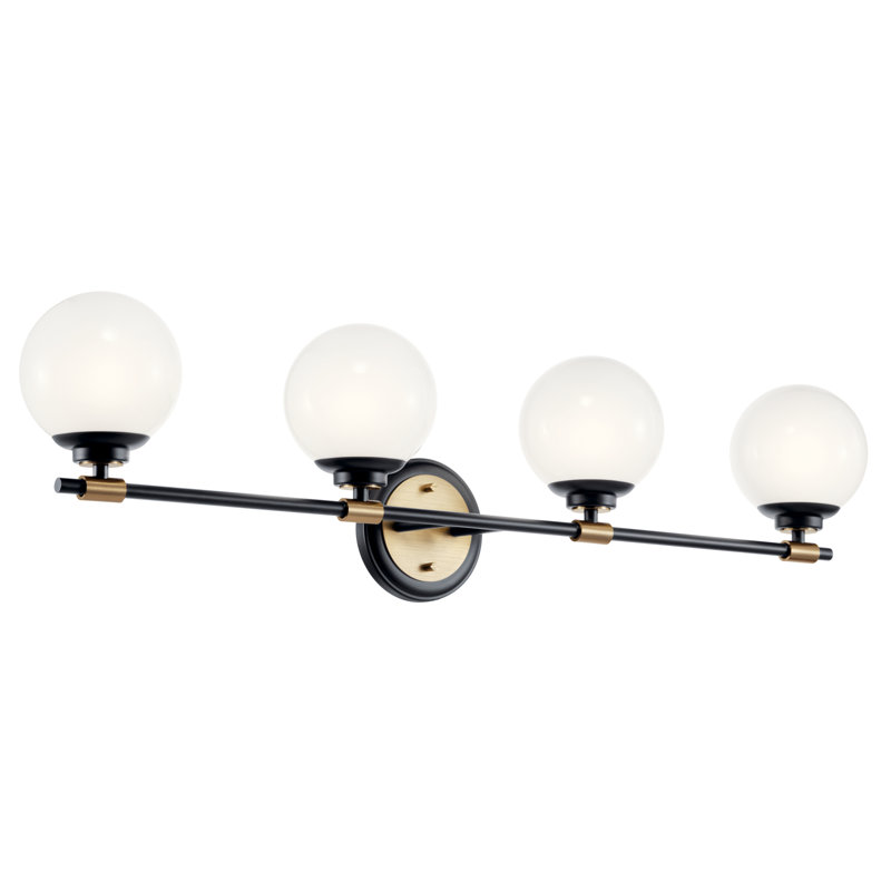 Éclairage pour meuble-lavabo à intensité variable 4 lumières Tomasita, Noir / bronze champagne