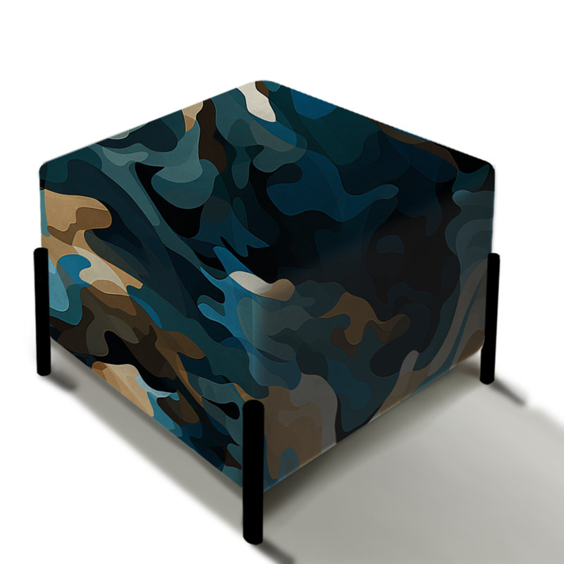 Repose-pieds carré noir et bleu Futuristic Stealth