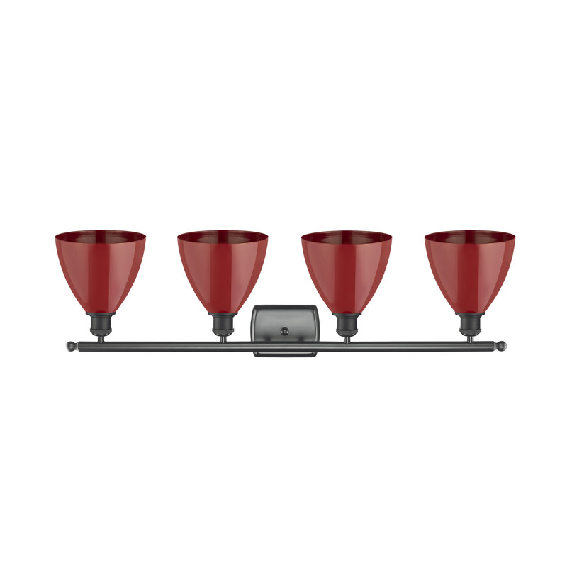 Éclairage pour meuble-lavabo à 4 lumières à intensité variable Amylee, Rouge, Noir mat
