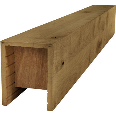 Poutre en bois taillé à la main AmeriCraft, 3 côtés (poutre en U), l 7 1/2 po x H 5 1/2 po x L 48 po, finition noyer foncé, aulne noueux de qualité tache