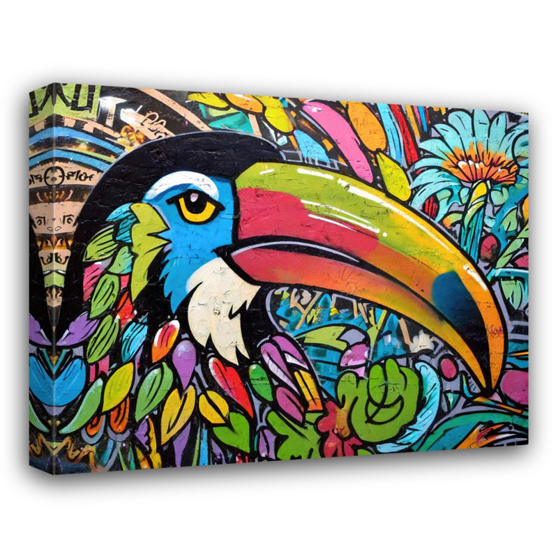 "Tucan Graffitianimals" sur toile, H 15 po x l 18 po