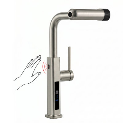 Touchless Pull-Out Kitchen Faucet with 6 Water Outlet Modes, Hands Free Motion Sensor Activated, Battery-Free Temperature Display, KF2209-PRO