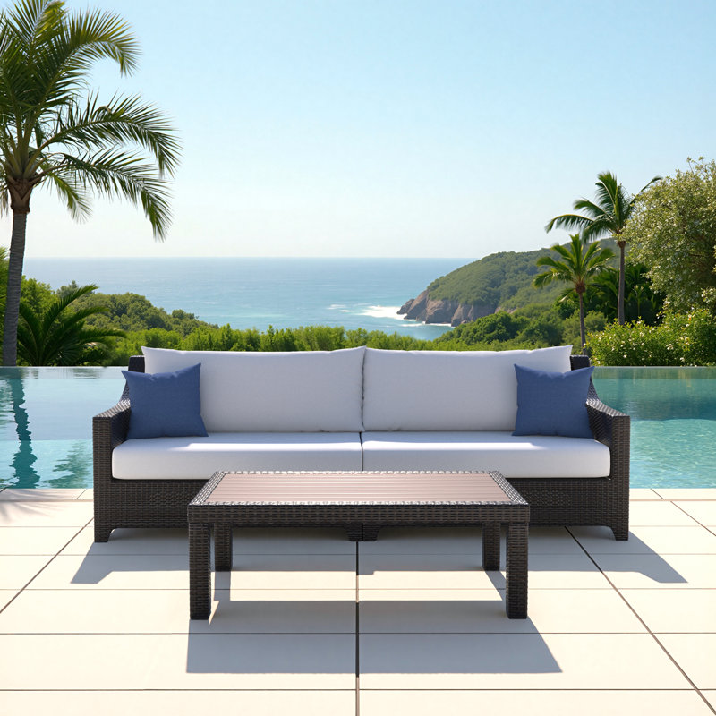 Cairey Sunbrella Outdoor Sofa & Coffee Table - Bliss Ink, Bliss Ink/Blue