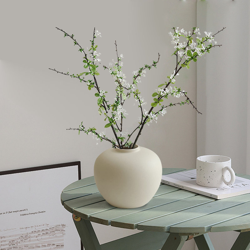 Vase à fleurs, vase à fleurs en céramique, vase de table, Crème, crème