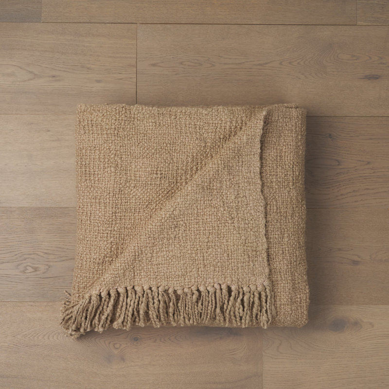 Jeté en coton tissé sable Kambal, Taupe