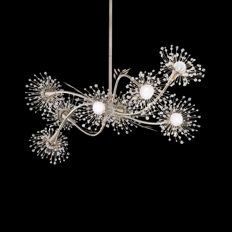 Coquette 8 Light Crystal LED Linear Pendant, Antique Silver