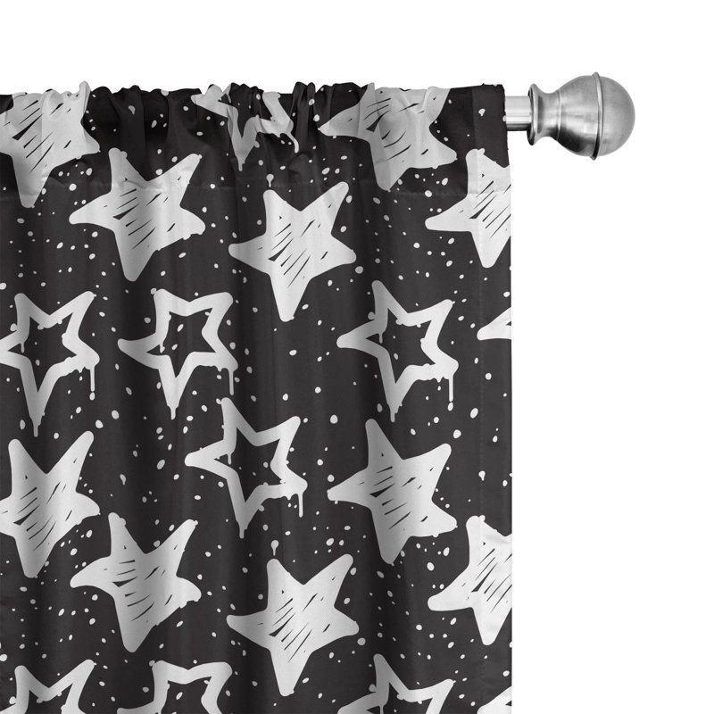 Space Geometric Semi-Sheer Rod Pocket Curtain Panels, 28" x 63"