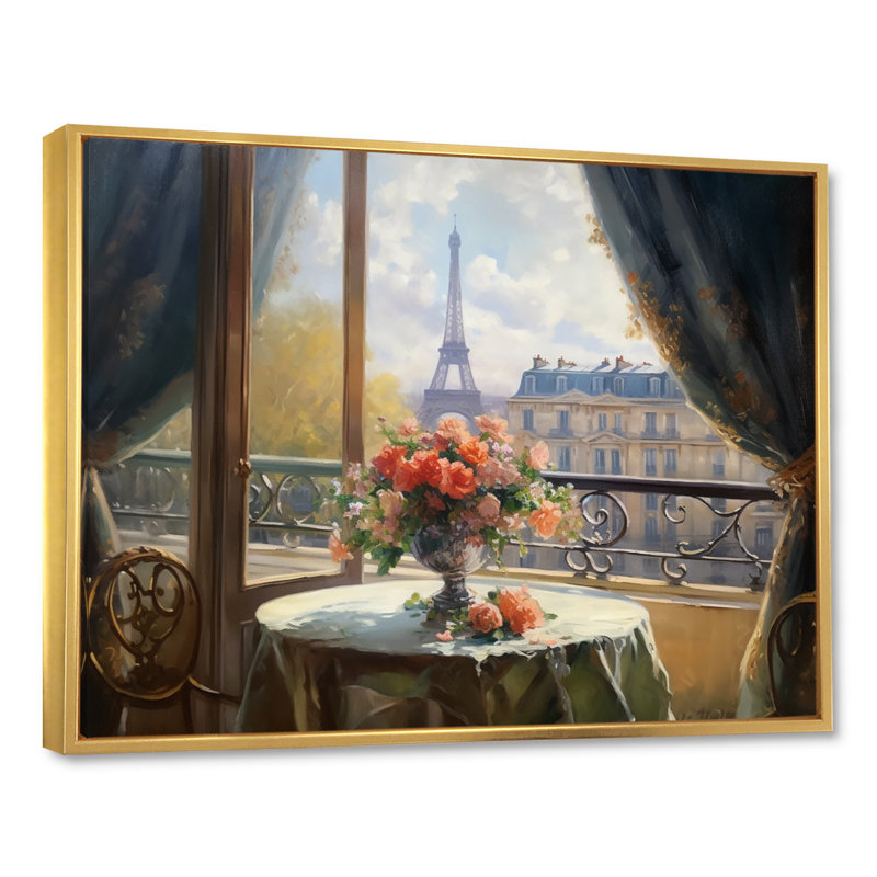 Belle tour Eiffel à Paris I - reproduction, 16" H x 32" W, Cadre flottant doré