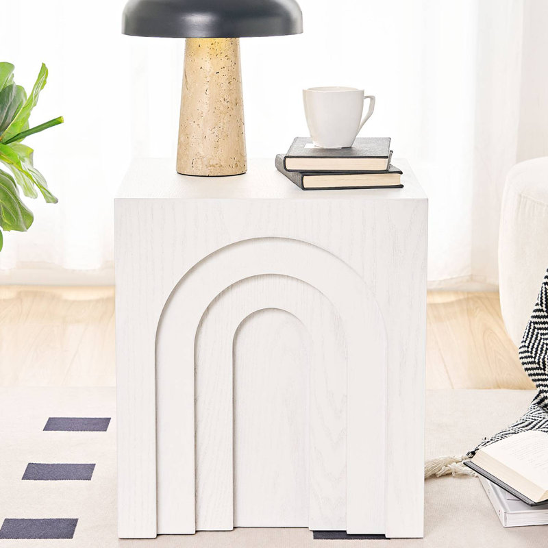 15.74" Square MDF End Table, White