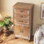 Armoire de rangement rustique en bois avec porte découpée décorative et 3 tiroirs, grand organisateur étroit pour le salon, la chambre à coucher-2101884592