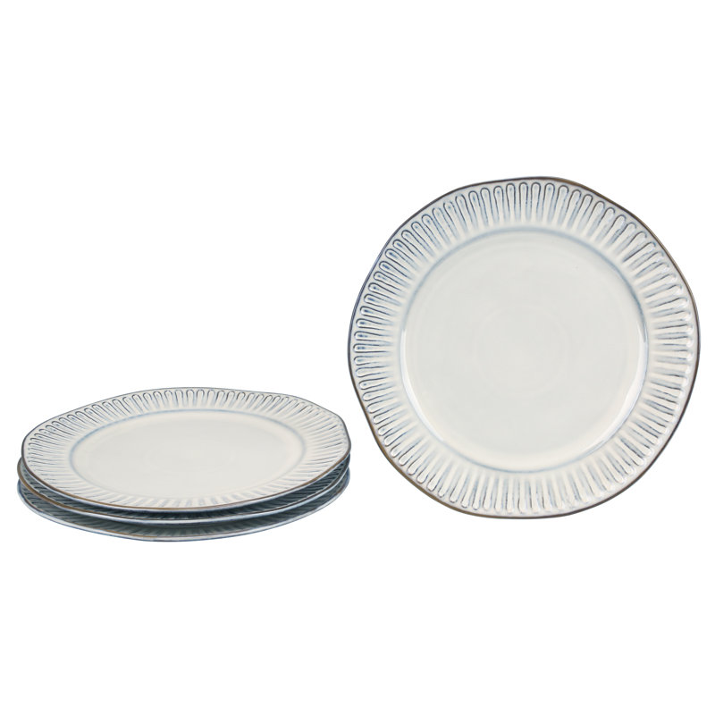 White Ceramic 12-Piece Dinnerware Set with Textured Design