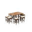 Table d'extérieur en bois et huit tabourets avec coussins bistro toutes saisons