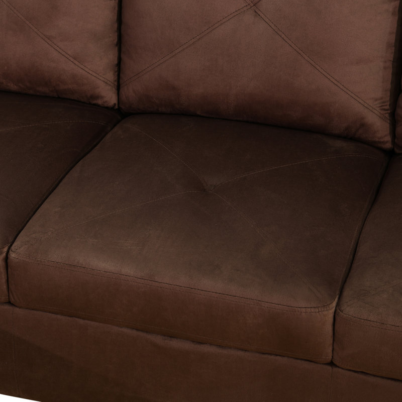 Canapé modulaire rembourré réversible avec repose-pieds, Brown Flannel, Right Hand Facing