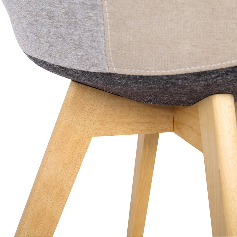Avoca Linen Upholstered Side Chair in Multicoloured, Patchwork