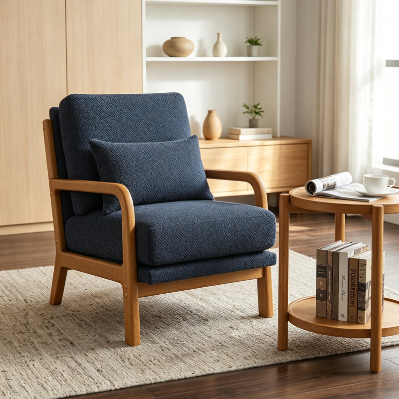 Chaise longue en bois, Black Fabric