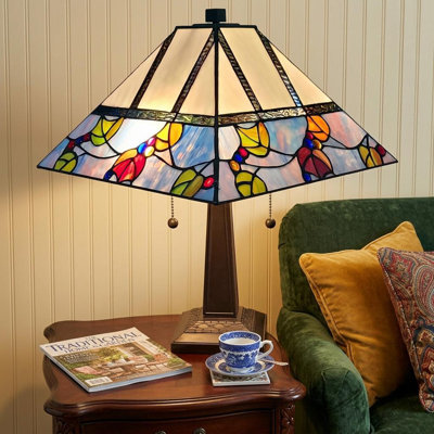 22" Dark Brown Metal Two Light Candlestick Table Lamp With White Shade