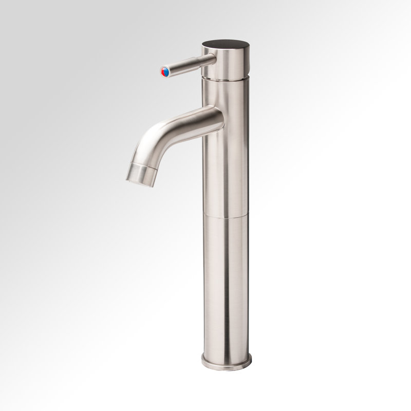 Curviz Tall Brushed Nickel Bathroom Faucet Single Hole Solid Brass Vanity Sink Faucet with Single Lever Handle, 2.2 GPM