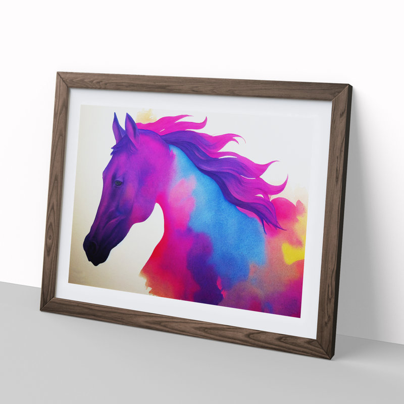 Vibrant Horse Vol.2 Abstract - Framed Print, 46cm H x 64cm W x 2cm D, Walnut