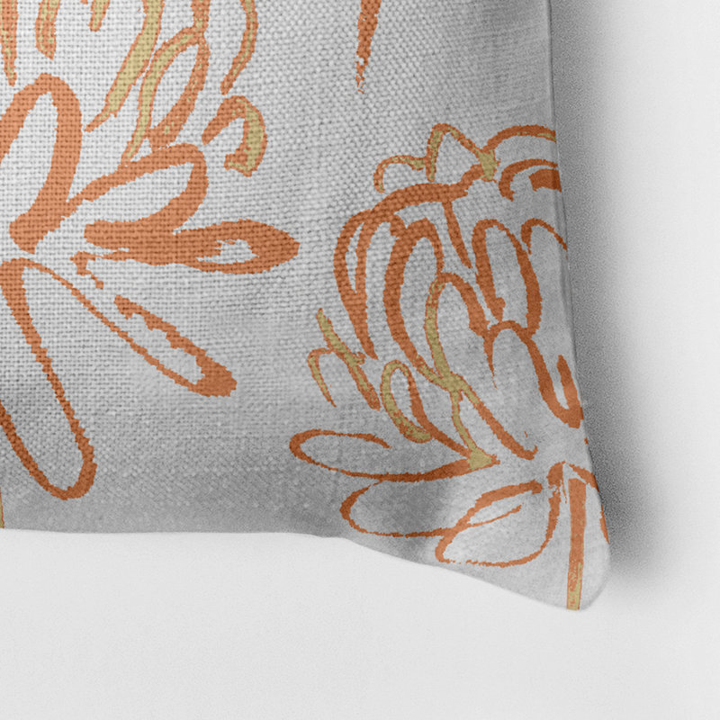 Floral Reversible Throw Pillow, Orange