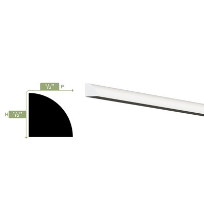0.5'' H x 96'' W x 0.5'' D PVC S4S Moulding